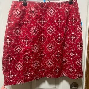 Vintage-Style Sonoma Red Paisley Bandana Stretch Skirt